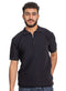 Black Design 01043Knit Polo Neck Zipper - T-Shirt - Khotwh