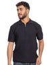 Black Design 01043Knit Polo Neck Zipper - T-Shirt - Khotwh