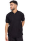 Black Design 01054Knit Polo Neck Zipper - T-Shirt - Khotwh
