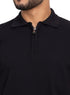 Black Design 01056Knit Polo Neck Zipper - T-Shirt - Khotwh