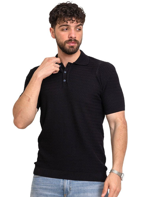 Black Design 1011Knit Polo Neck - T-Shirt - Khotwh