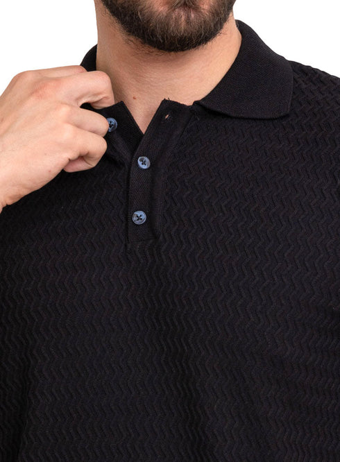 Black Design 1011Knit Polo Neck - T-Shirt - Khotwh