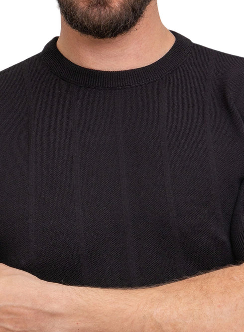 Black Design 1024Knit Round T-Shirt - Khotwh