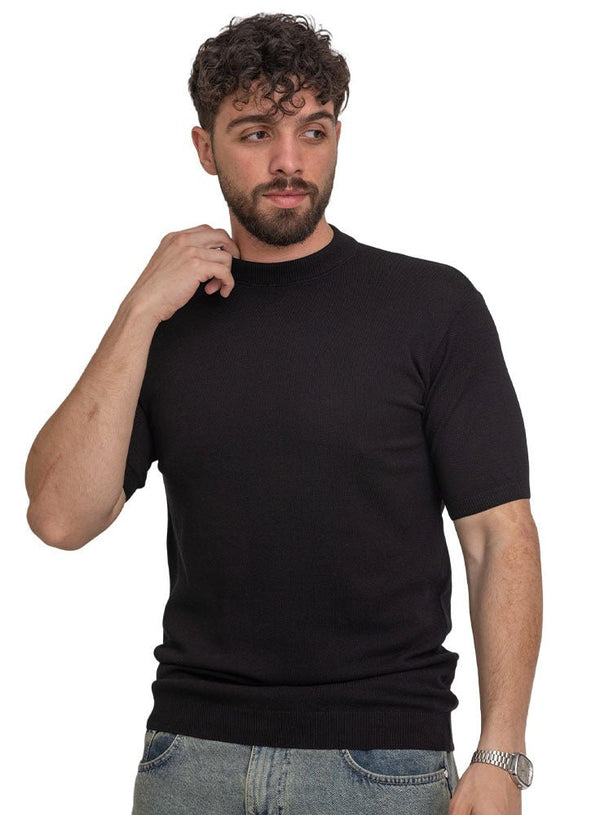Black Design 1151Knit Rount T-Shirt - Khotwh