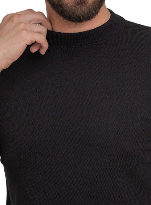 Black Design 1151Knit Rount T-Shirt - Khotwh