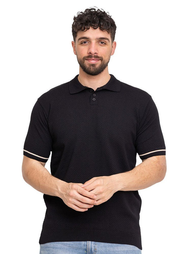 Black Design 1161Knit Polo Neck - T-Shirt - Khotwh