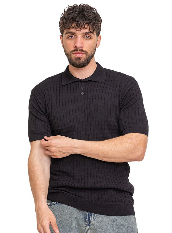 Black Design 1162Knit Polo Neck - T-Shirt - Khotwh