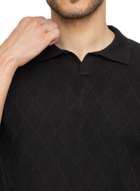 Black Design 25 - F - Polo Neck T-Shirt - Khotwh