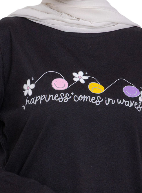 Black - Design 27 Printed Long - Sleeve - Khotwh