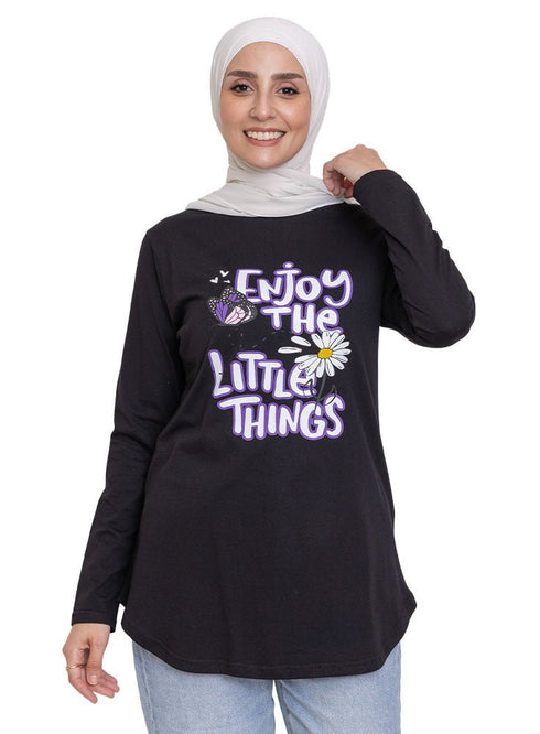 Black - Design 34 Printed Long - Sleeve - Khotwh