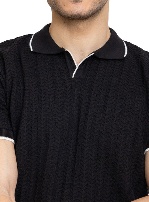 Black Design 5 - F - Polo Neck T-Shirt - Khotwh