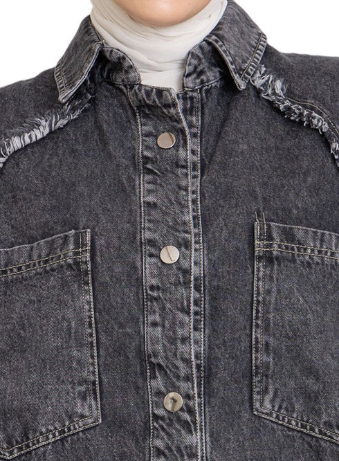 Black Design 7110 Jeans Jacket - Khotwh