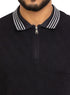 Black Design 7506Knit Polo Neck Zipper - T-Shirt - Khotwh