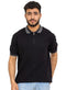 Black Design 7506Knit Polo Neck Zipper - T-Shirt - Khotwh