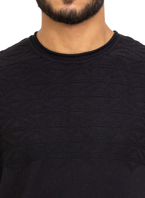 Black Design 7520Knit Rount T-Shirt - Khotwh