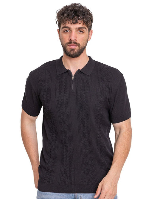 Black Design 7531Knit Polo Neck - T-Shirt - Khotwh