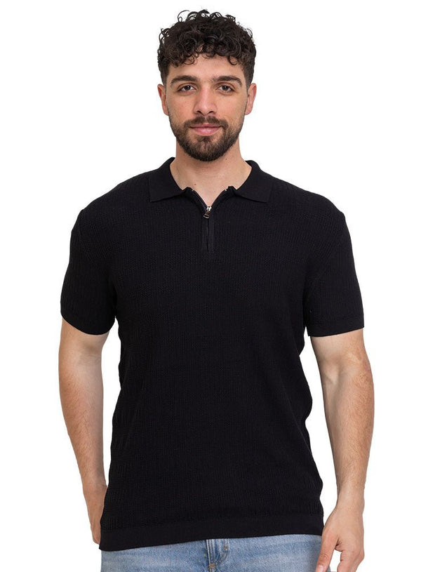 Black Design 7545Knit Polo Neck S - T-Shirt - Khotwh