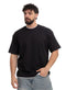 Black Double-Layerd Oversize Round T-Shirt - Khotwh