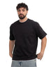 Black Double-Layerd Oversize Round T-Shirt - Khotwh