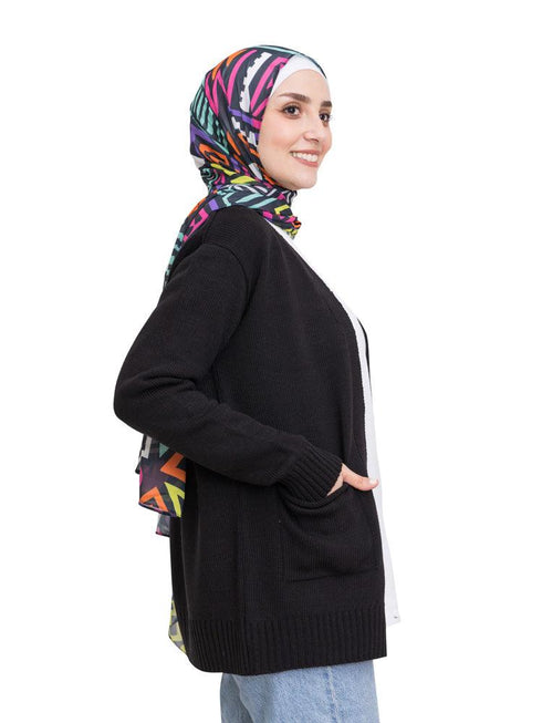 Black E - Basic Pocket Cardigan - Khotwh