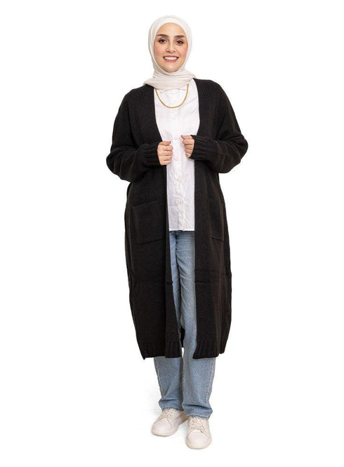 Black E - Knit - Long Cardigan - Khotwh