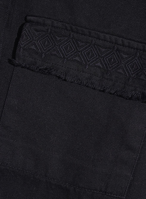 Black Embroidered Gabardine Shirt - Khotwh
