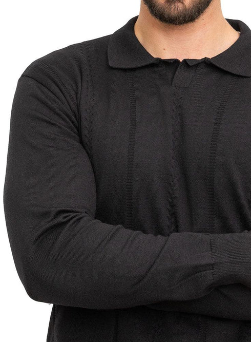 Black F - P - Polo Neck Pullover - Khotwh
