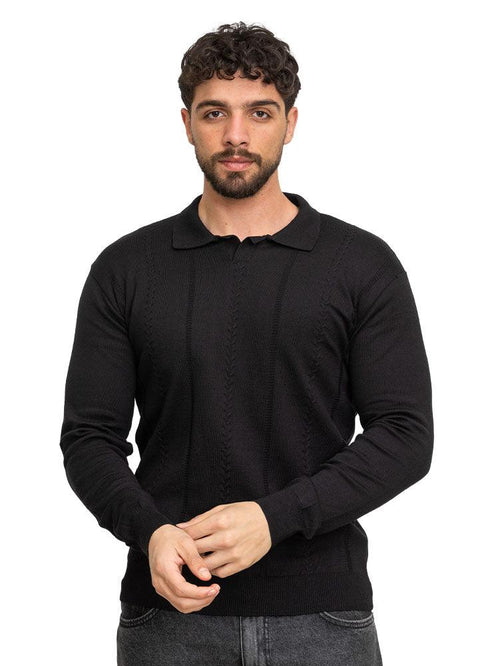 Black F - P - Polo Neck Pullover - Khotwh