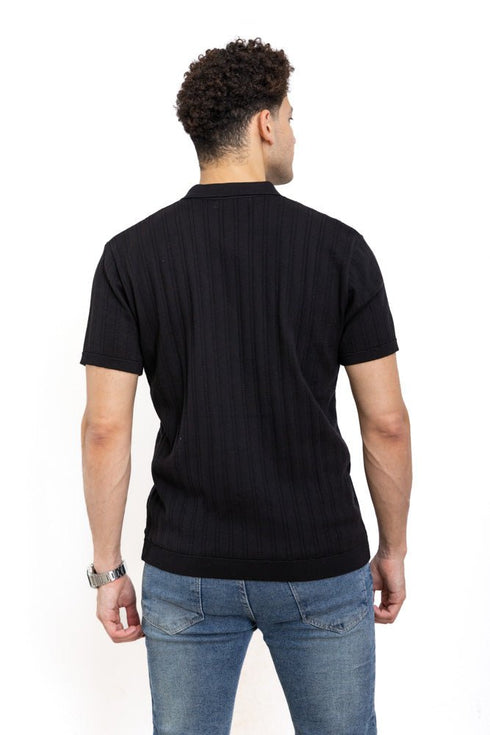 Black F - Polo Neck Pullover - Khotwh