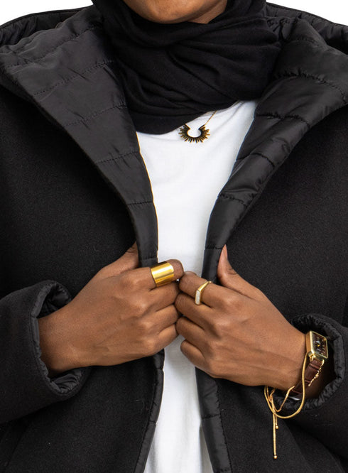 Black Feather Double Face Jacket - Khotwh