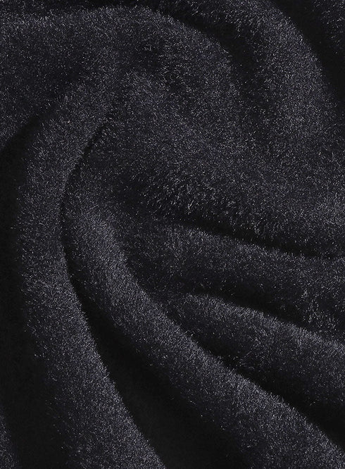 Black Fluffy Over Size Pullover - Khotwh