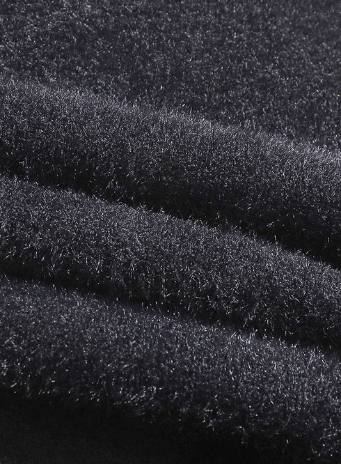 Black Fluffy Over Size Pullover - Khotwh