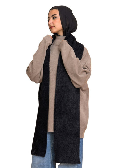 Black Fluffy Scarf - Khotwh