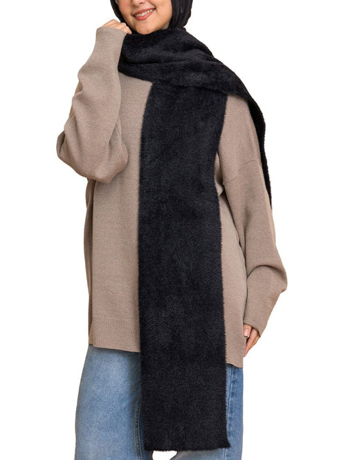 Black Fluffy Scarf - Khotwh