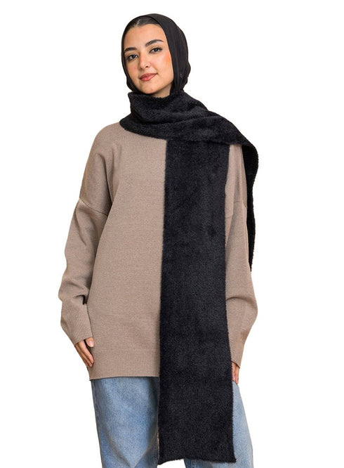 Black Fluffy Scarf - Khotwh