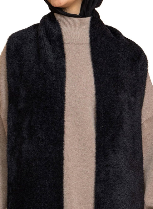 Black Fluffy Scarf - Khotwh
