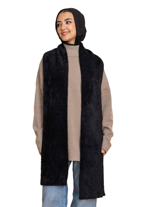 Black Fluffy Scarf - Khotwh