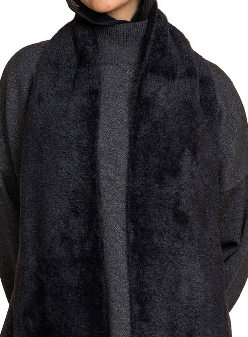 Black Fluffy Scarf - Khotwh