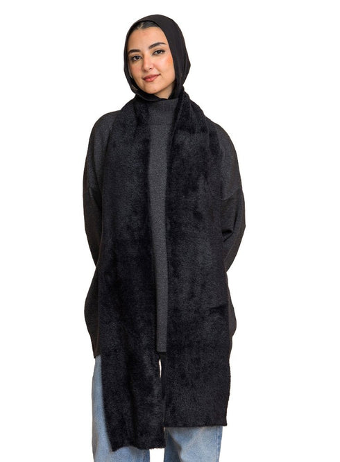 Black Fluffy Scarf - Khotwh