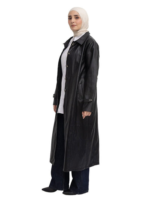 Black - GS-Leather Coat - Khotwh