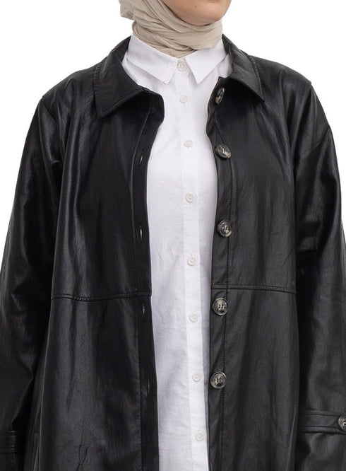 Black - GS-Leather Coat - Khotwh