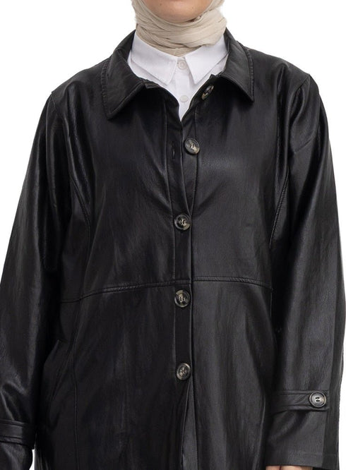 Black - GS-Leather Coat - Khotwh