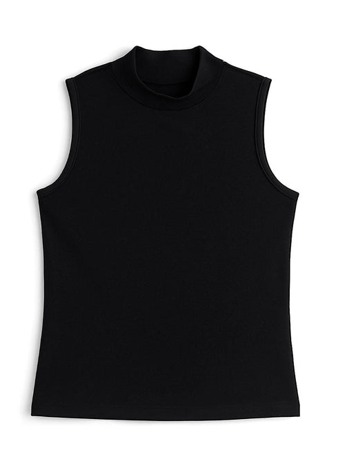 Black Half Sleeveless Slim Fit Top - Khotwh