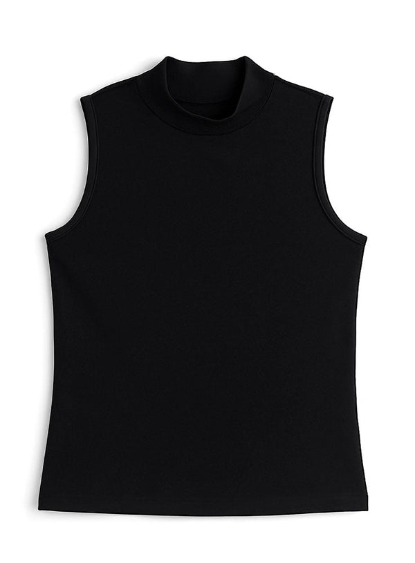 Black Half Sleeveless Slim Fit Top - Khotwh