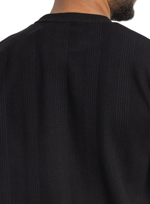 Black Jacquard - Over Size Round T-Shirt - Khotwh