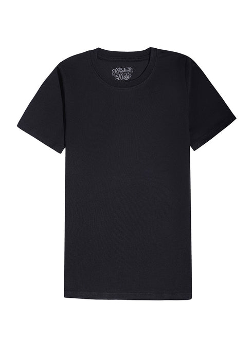 Black Kids Round T-Shirt - Khotwh