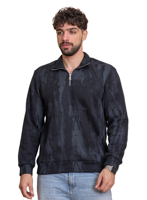 Black Kint Half Zipper - Khotwh