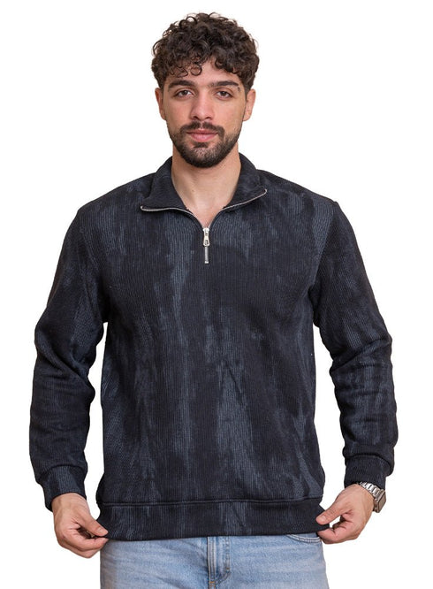 Black Kint Half Zipper - Khotwh