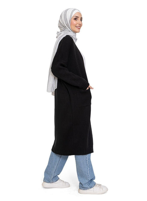 Black Knit - Long Cardigan - Khotwh