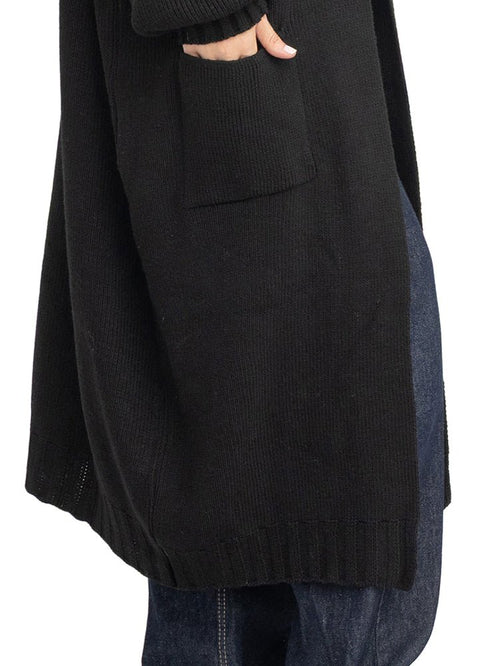 Black knitted-Long Cardigan - Khotwh